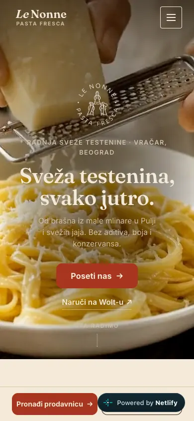 Koncept sveže testenine na telefonu